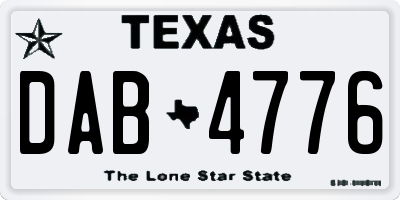 TX license plate DAB4776