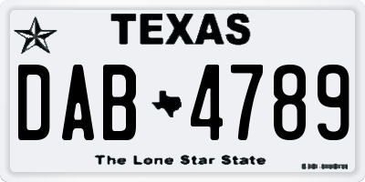 TX license plate DAB4789