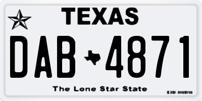 TX license plate DAB4871