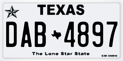 TX license plate DAB4897