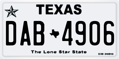 TX license plate DAB4906