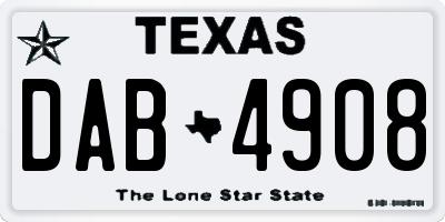 TX license plate DAB4908