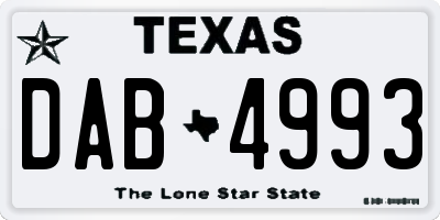 TX license plate DAB4993