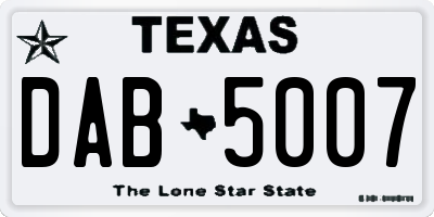 TX license plate DAB5007