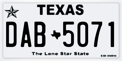 TX license plate DAB5071