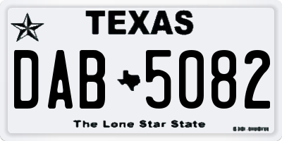TX license plate DAB5082