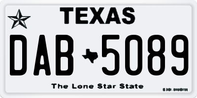 TX license plate DAB5089