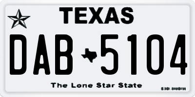 TX license plate DAB5104