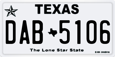TX license plate DAB5106