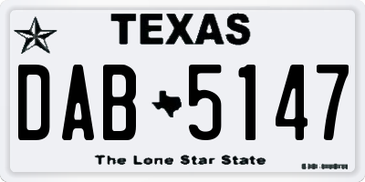 TX license plate DAB5147