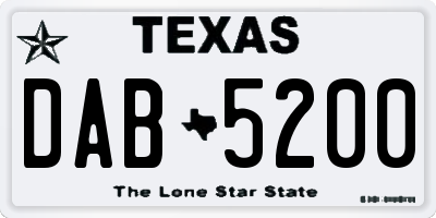 TX license plate DAB5200