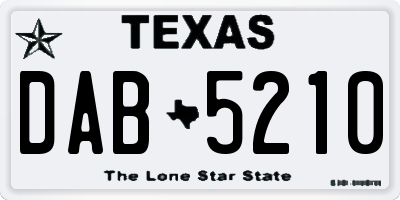 TX license plate DAB5210