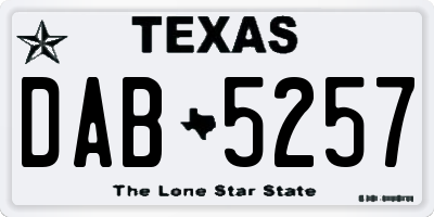 TX license plate DAB5257