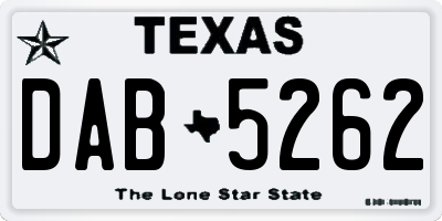 TX license plate DAB5262