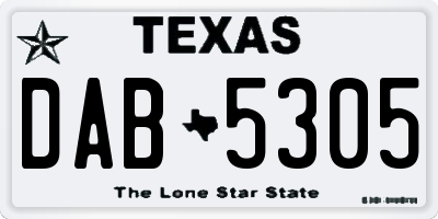 TX license plate DAB5305