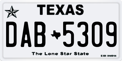 TX license plate DAB5309