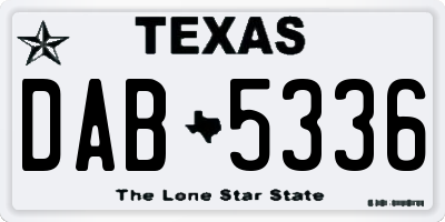 TX license plate DAB5336
