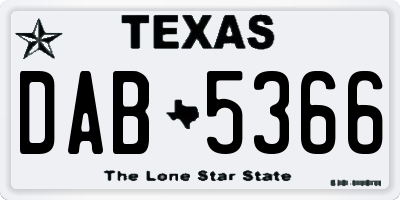 TX license plate DAB5366