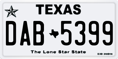 TX license plate DAB5399