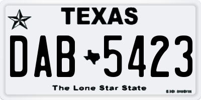 TX license plate DAB5423