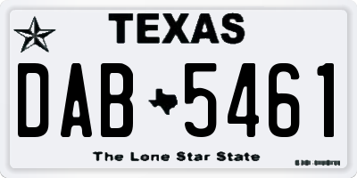 TX license plate DAB5461
