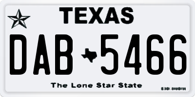 TX license plate DAB5466