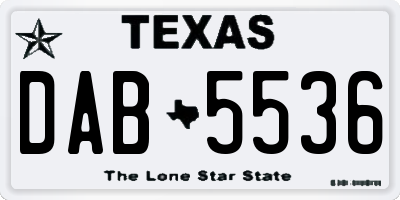 TX license plate DAB5536