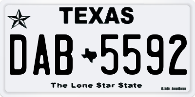 TX license plate DAB5592