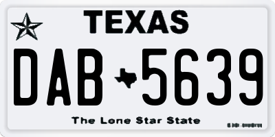 TX license plate DAB5639