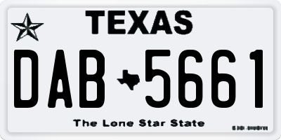 TX license plate DAB5661
