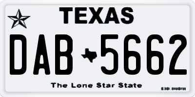 TX license plate DAB5662