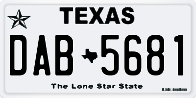 TX license plate DAB5681