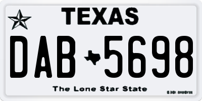 TX license plate DAB5698