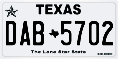 TX license plate DAB5702