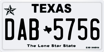 TX license plate DAB5756