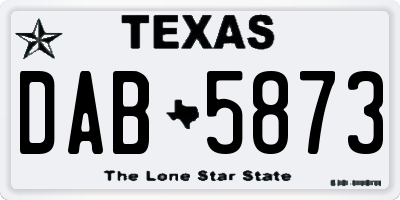 TX license plate DAB5873