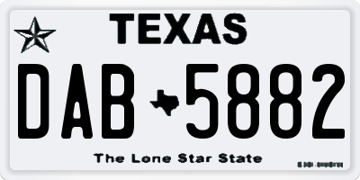 TX license plate DAB5882