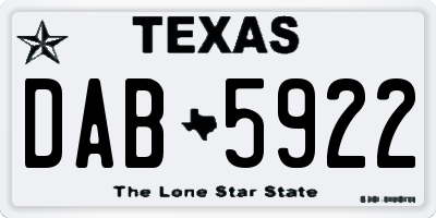 TX license plate DAB5922