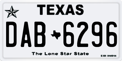 TX license plate DAB6296