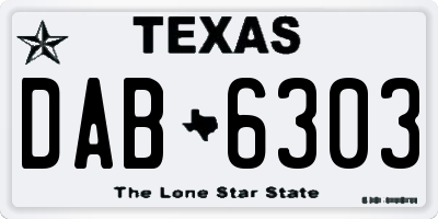 TX license plate DAB6303