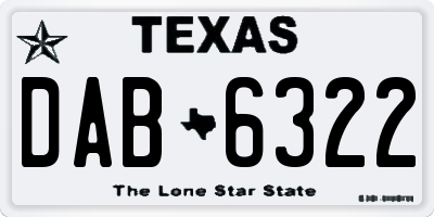TX license plate DAB6322