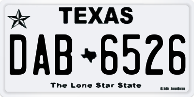 TX license plate DAB6526
