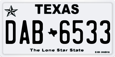 TX license plate DAB6533