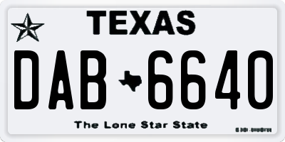 TX license plate DAB6640
