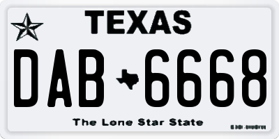 TX license plate DAB6668