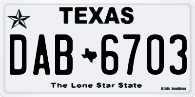 TX license plate DAB6703