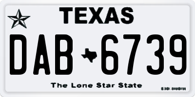 TX license plate DAB6739