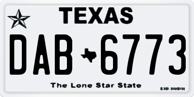 TX license plate DAB6773