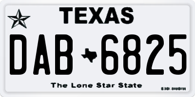 TX license plate DAB6825