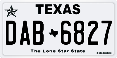 TX license plate DAB6827